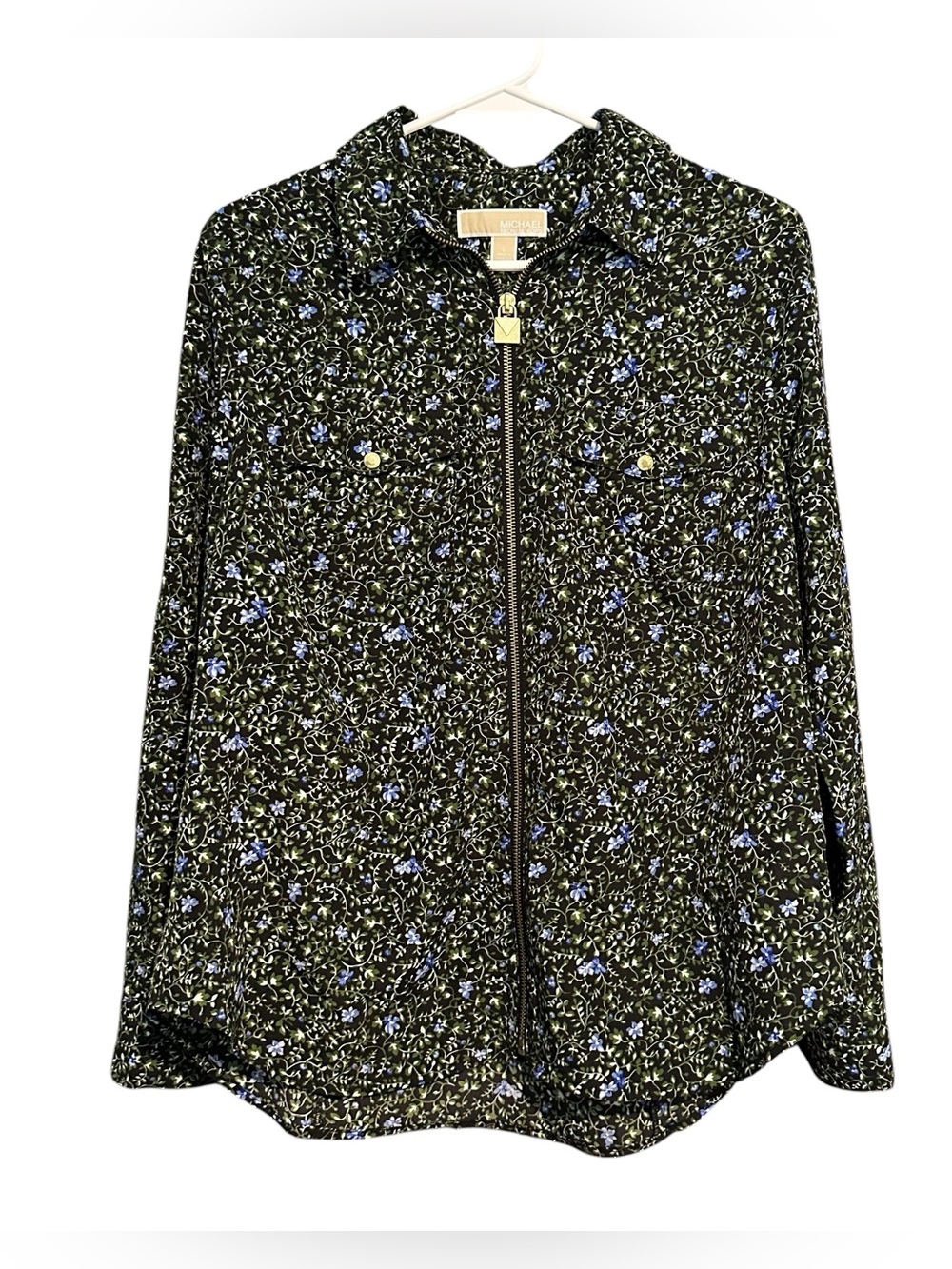 MICHAEL Michael Kors Floral Lock Zip Camp Shirt Women’s L